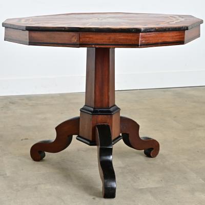 Italian 19th Century Marquetry Inlay Pedestal Table