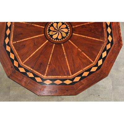 Italian 19th Century Marquetry Inlay Pedestal Table