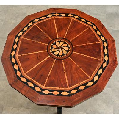 Italian 19th Century Marquetry Inlay Pedestal Table