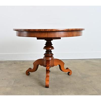 Italian 19th Century Marquetry Inlay Round Center Table