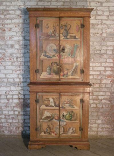 Italian 19th Century Neoclassical Trompe Loeil Painted Cabinet