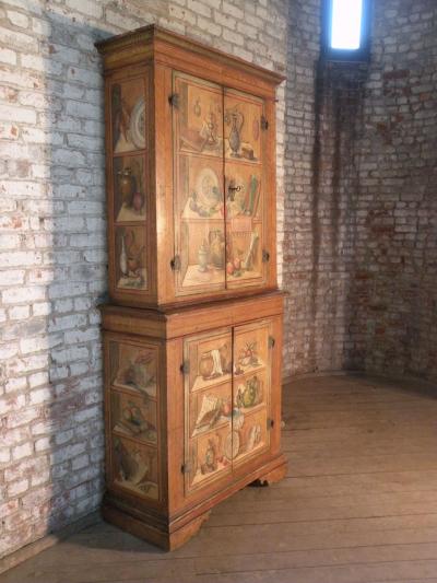 Italian 19th Century Neoclassical Trompe Loeil Painted Cabinet