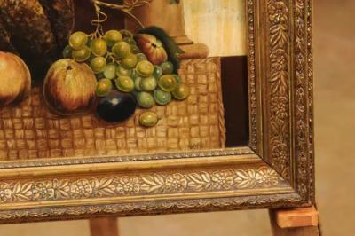 Italian 19th Century Oil on Canvas Still Life Painting Depicting Fruits