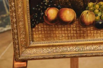Italian 19th Century Oil on Canvas Still Life Painting Depicting Fruits