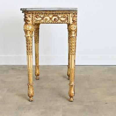Italian 19th Century Painted and Parcel Gilt Marble Top Console Table