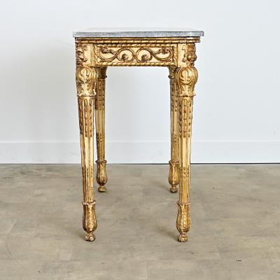 Italian 19th Century Painted and Parcel Gilt Marble Top Console Table
