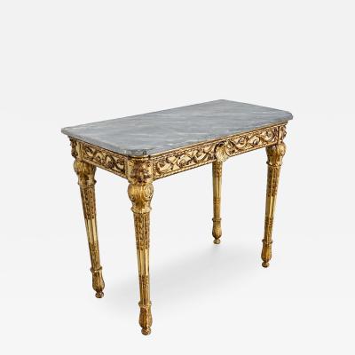 Italian 19th Century Painted and Parcel Gilt Marble Top Console Table