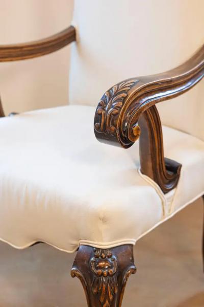 Italian 19th Century Rococo Style Walnut Upholstered Armchair with Fine Carving