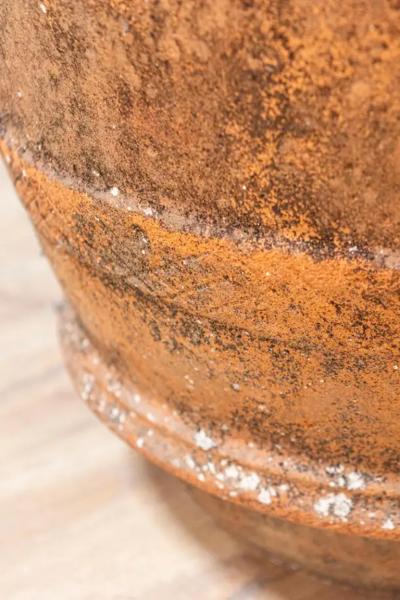 Italian 19th Century Terracotta Planter with Crosshatched Motifs and Patina