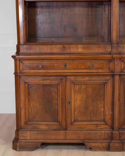 Italian 19th Century Walnut Bookcase with Architectural Design