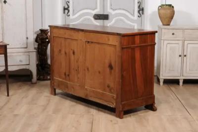 Italian 19th Century Walnut Buffet with Carved Diamond and Floral Motifs