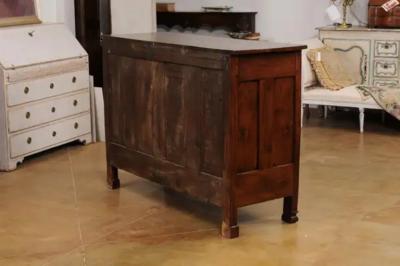 Italian 19th Century Walnut Buffet with Three Drawers over Two Molded Doors