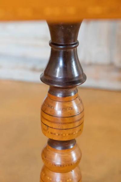 Italian 19th Century Walnut Mahogany and Ash Game Side Table with Marquetry Top