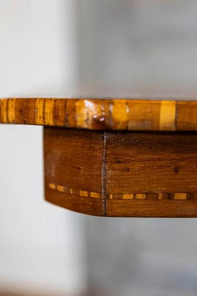 Italian 19th Century Walnut Mahogany and Ash Game Side Table with Marquetry Top