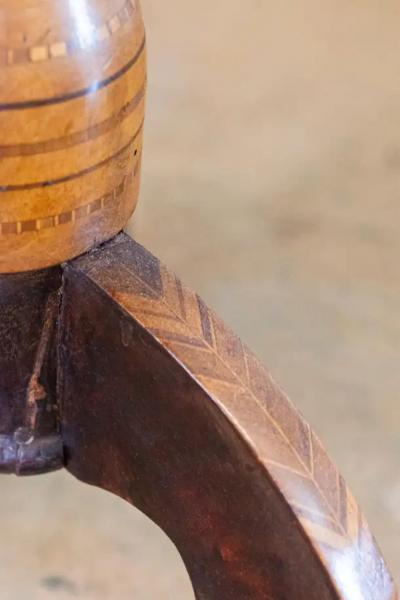 Italian 19th Century Walnut Mahogany and Ash Game Side Table with Marquetry Top