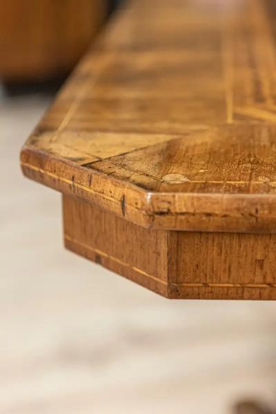 Italian 19th Century Walnut and Mahogany Center Table with Floral Marquetry