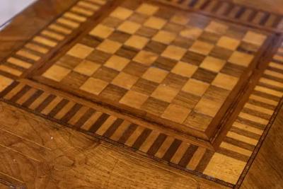 Italian 19th Century Walnut and Mahogany Game Table with Checkerboard Top