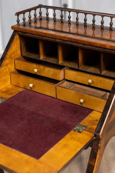Italian 19th Century Walnut and Mahogany Writing Table with Slant Front Desk