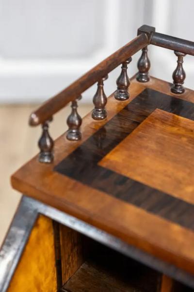 Italian 19th Century Walnut and Mahogany Writing Table with Slant Front Desk