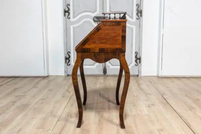 Italian 19th Century Walnut and Mahogany Writing Table with Slant Front Desk