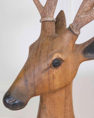 Italian 20th Century Life Size Walnut Deer Sculpture