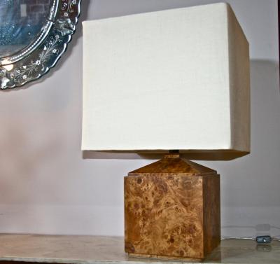 Italian 50s Wood Veneer Table Lamp