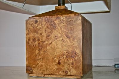 Italian 50s Wood Veneer Table Lamp
