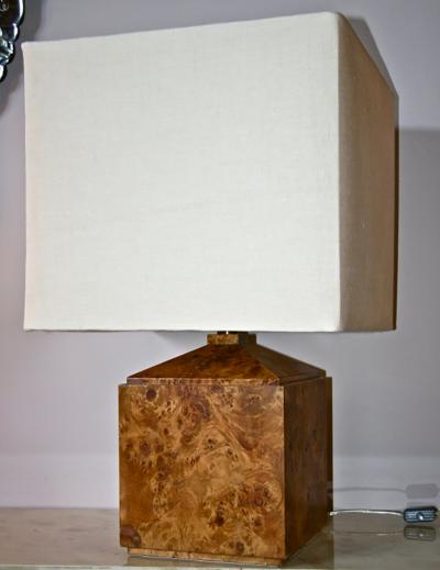 Italian 50s Wood Veneer Table Lamp