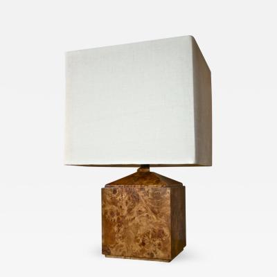 Italian 50s Wood Veneer Table Lamp