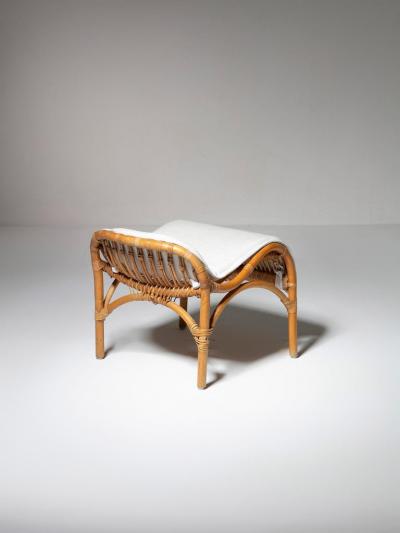 Italian 60s Wicker Lounge Chair with Footrest