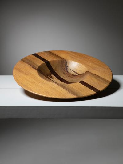 Italian 70s Round Wood Centerpiece