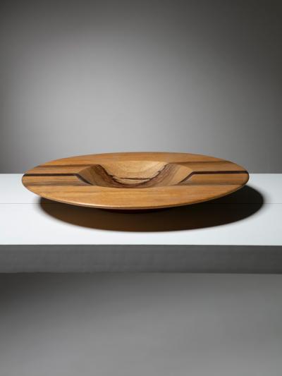 Italian 70s Round Wood Centerpiece