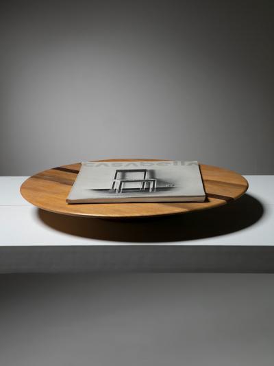 Italian 70s Round Wood Centerpiece