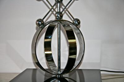 Italian 70s Steel Circular Ring Table Lamp