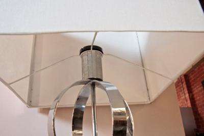 Italian 70s Steel Circular Ring Table Lamp