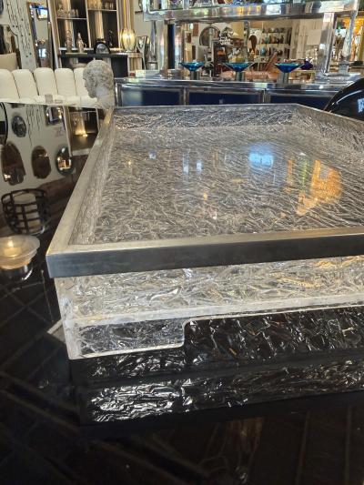 Italian Acrylic and Chrome Serving Tray 1970s