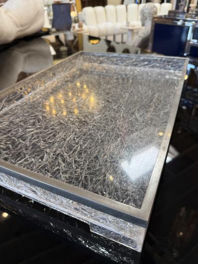 Italian Acrylic and Chrome Serving Tray 1970s