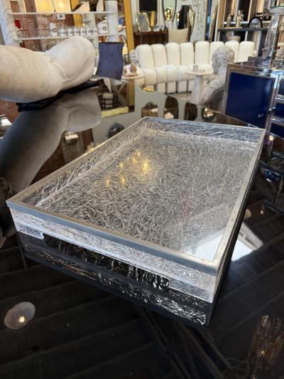 Italian Acrylic and Chrome Serving Tray 1970s