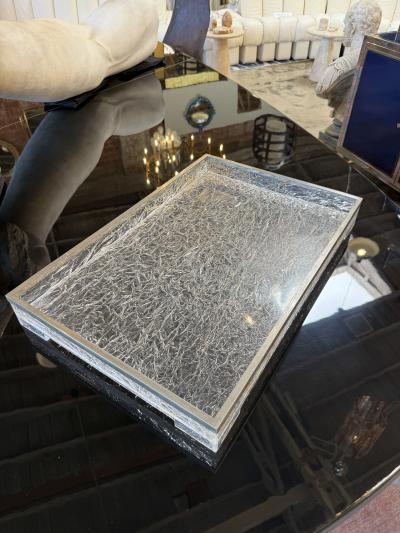 Italian Acrylic and Chrome Serving Tray 1970s