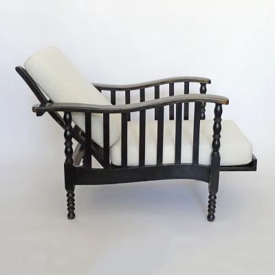 Italian Adjustable Wooden Lounge Chair Italy 1940s