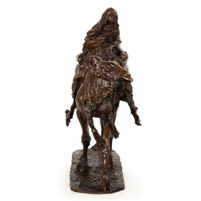 Italian Antique Bronze Sculpture Flight from Egypt 1892 Ernesto Bazzaro