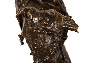 Italian Antique Bronze Sculpture Flight from Egypt 1892 Ernesto Bazzaro