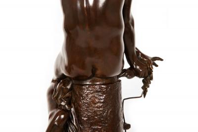 Italian Antique Bronze Sculpture Genius of Franklin by Giulio Monteverde