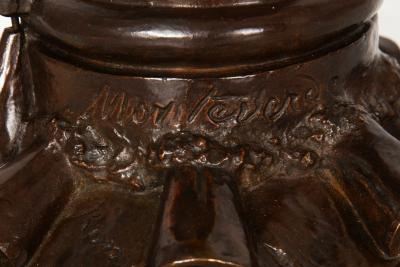 Italian Antique Bronze Sculpture Genius of Franklin by Giulio Monteverde