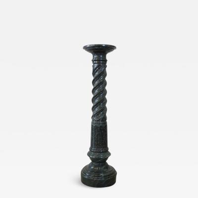 Italian Antique Column in Green Marble from the Alps