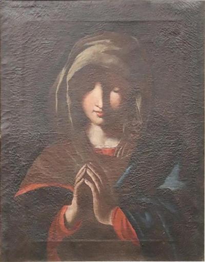 Italian Antique Oil Painting on Canvas Madonna in prayer