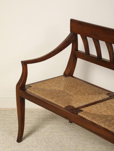 Italian Antique Walnut Bench with Rush Seats circa 1800