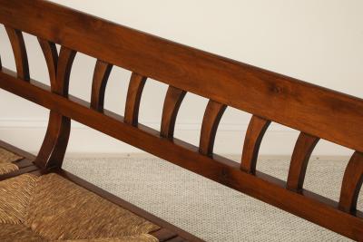 Italian Antique Walnut Bench with Rush Seats circa 1800