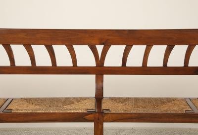 Italian Antique Walnut Bench with Rush Seats circa 1800