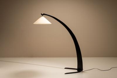 Italian Arc Shaped Black Floorlamp 1950s